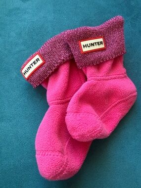 Hunter Hot Pink Fleece Boot Liners with Sparkle Cuff